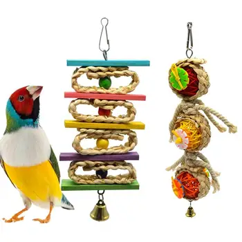 

2/3/4/6Pcs/set parrot toy set bird toy corn skin rattan ball bite toy
