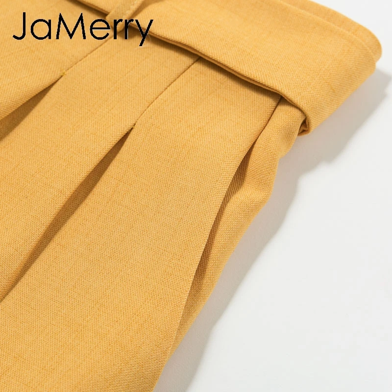 JaMerry, винтажные элегантные женские офисные брюки, Осенние, средняя талия, плиссированные, укороченные штаны, шикарные, зимние, с поясом, с карманами, брюки