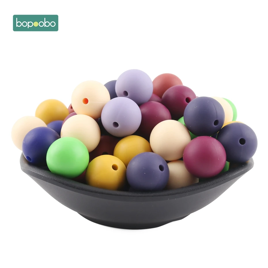 buy Bopoobo 10pcs Silicone Beads New Color Accessories Round Beads Food Grade Beads DIY Jewelry Baby Teethers Nurse Beads 15mm