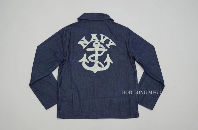 BOB DONG US Navy двухслойная куртка винтажная Мужская USN Dungaree Джинсовый джемпер WW2 Униформа пальто