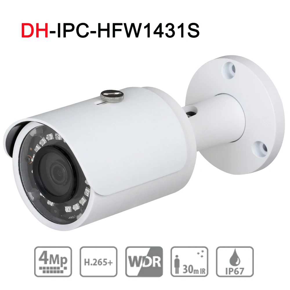 

DH IPC-HFW1431S Original English Version 4MP WDR IR Mini-Bullet Camera with POE IP67 IR30M Security CCTV Camera free shipping
