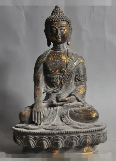 

S3882 Tibet Buddhism pure old Bronze Seat Lotus Shakyamuni Amitabha Buddha Bowl Statue