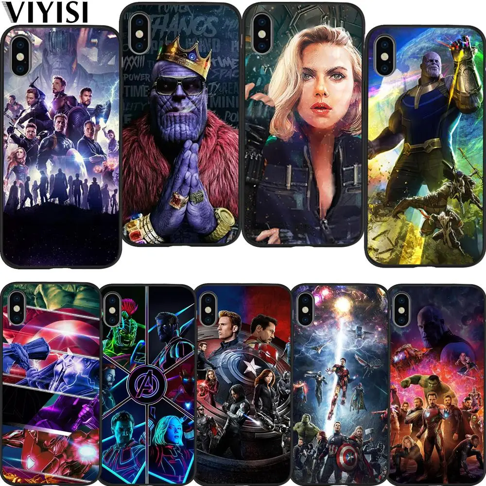 

Marvel Avengers For Phone Case For iPhone xr case iPhone 7 X XS MAX 8 6 6S Plus 5 5s Etui Coque Hero Thanos Iron Man Black Widow