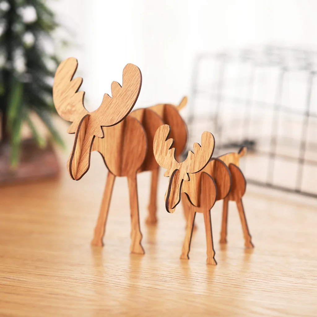 

New style Christmas decoration supplies wooden DIY elk ornaments children creative gift desktop assembly hem