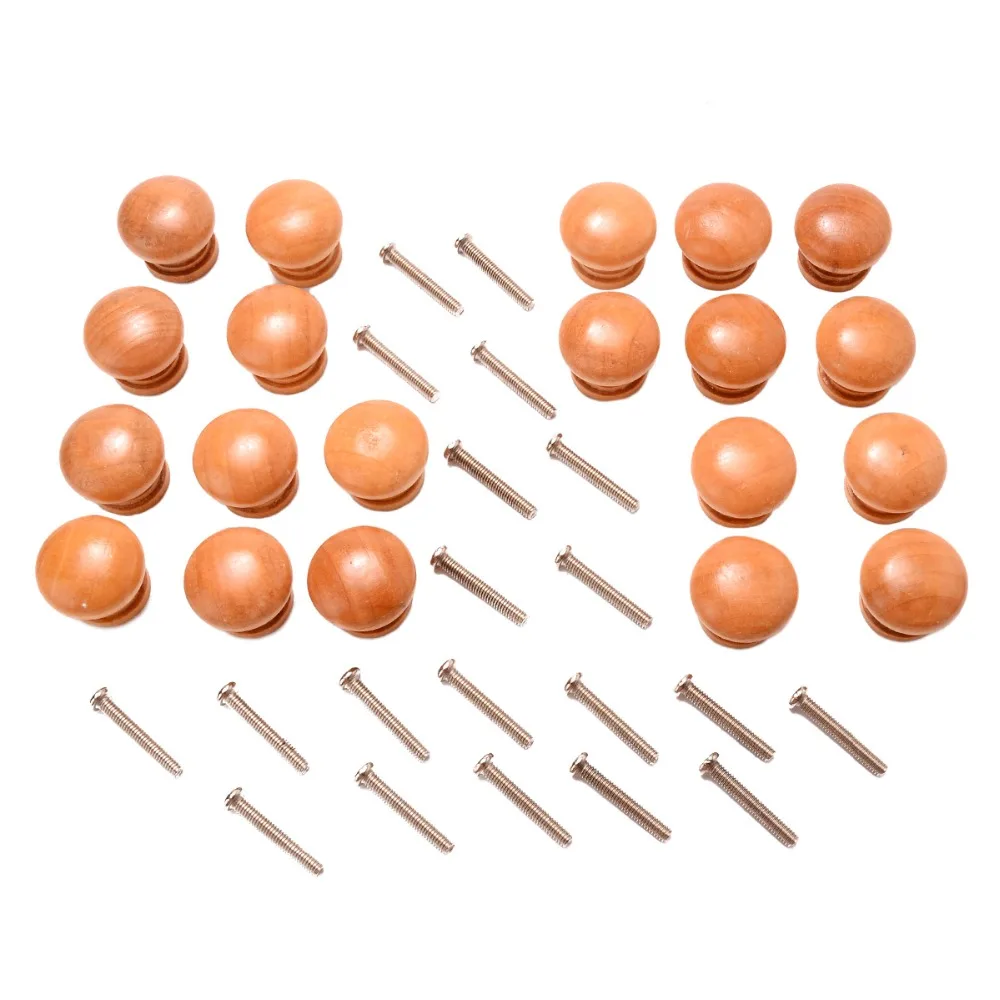 

20pcs Round Wooden Knobs Door Drawer Cabinet Cupboard Pulls Knob Handle with Screw DIY Home Tools