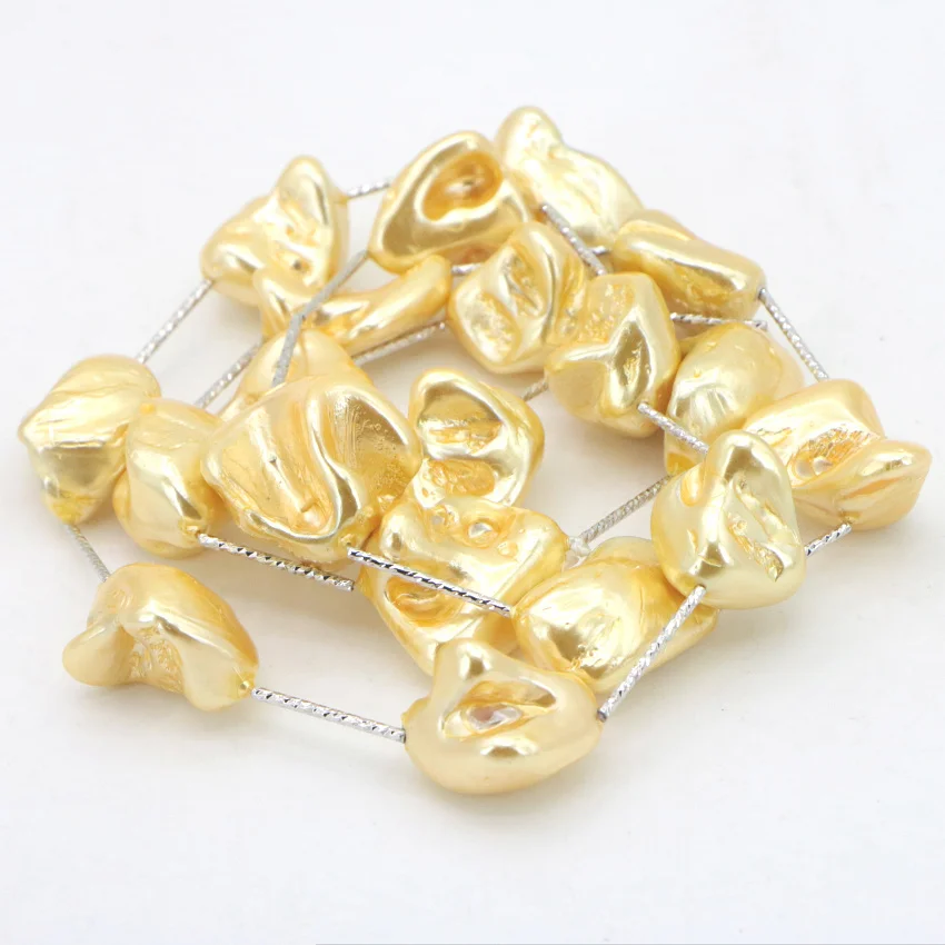 2 Irregularly shell Golden Pearl Necklace Chain sweater chain (9)