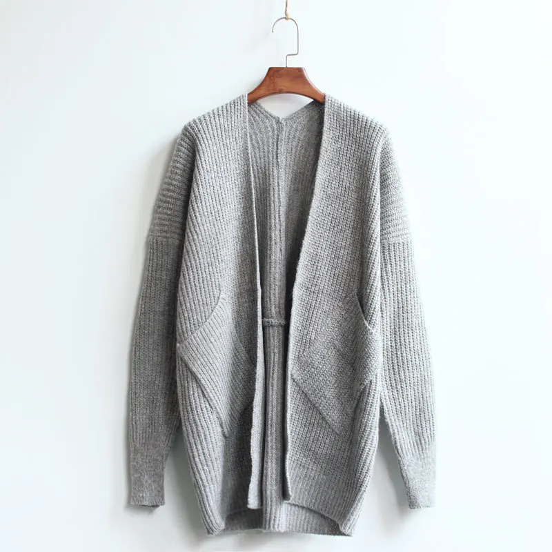 thick grey cardigan womens