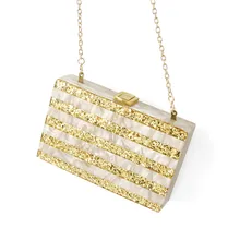 Золотой Блестящий Полосатый телесный акриловый кошелек коробка клатчи Женская сумка через плечо сумки женские bolsas feminina