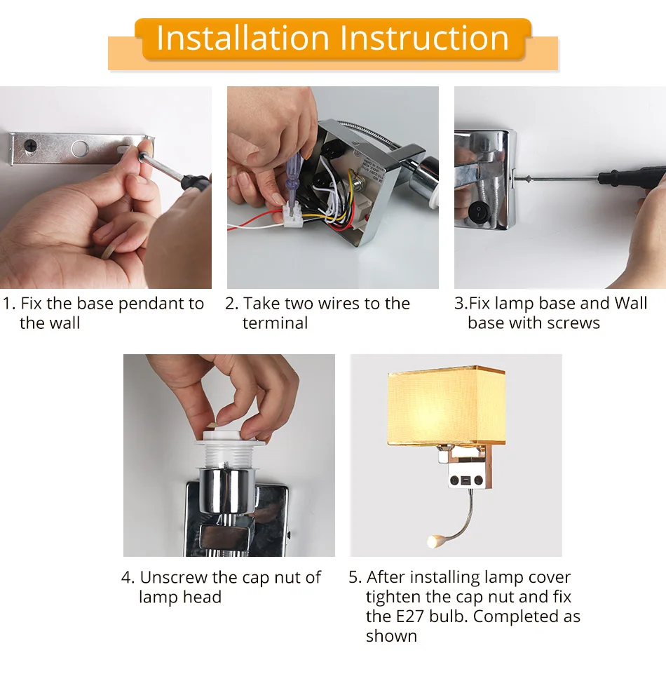 LED E27 Bulb Wall Light Modern Bedroom Bedside Hotel Living Room Wall Sconce Lighting 7W 85-265V Indoor Night Lighting Fixture  (11)