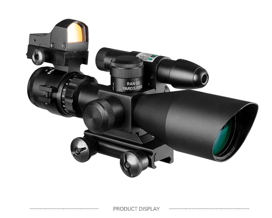 Vista + Holográfica Tactical Rifle Scope Laser Verde Iluminado Airsoft Riflescope Red Dot Sight Terno Combinação 2.5-10x40 13 Lunetas Riflescopes