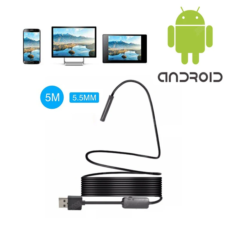 

Android Endoscope Camera 5.5MM Lens 1m/1.5m/2m/5m Snake Wire Android Borescopes Mini Camera For PC Android Phone
