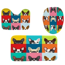 4 шт. домашний декор для ванной комнаты Набор классных собачек с рисунком, чехол для унитаза, набор ковриков для ванной+ Водонепроницаемая занавеска для душа