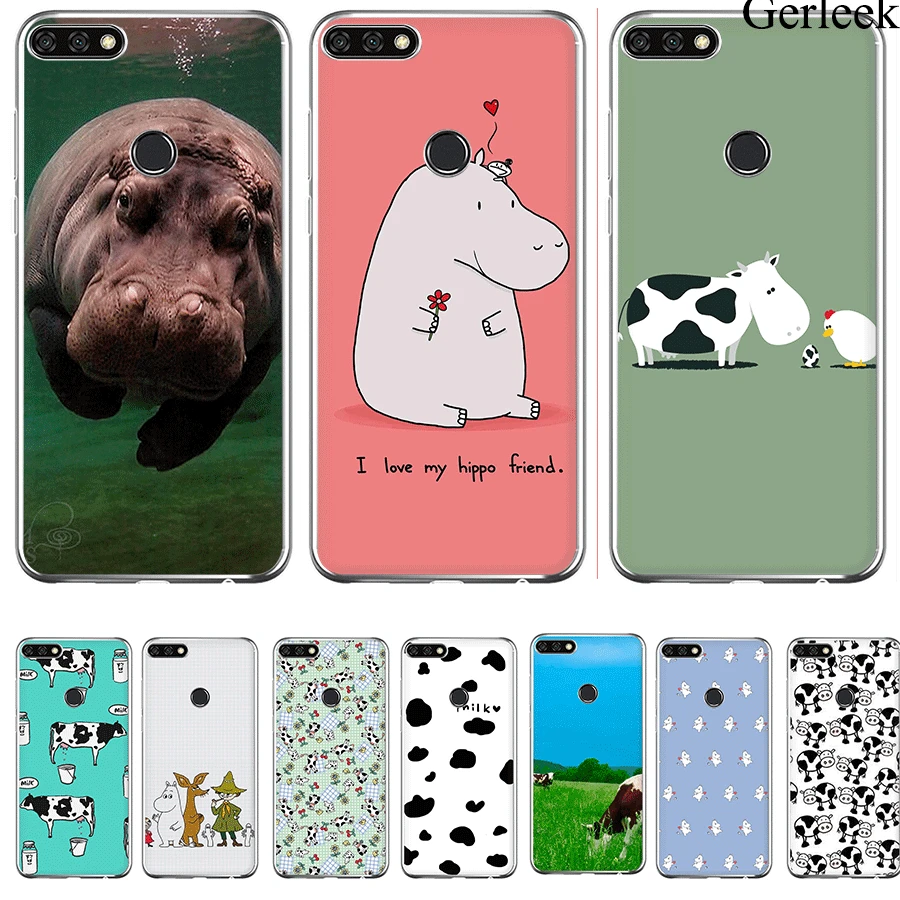Чехол для телефона Aninal Hippo Cow Huawei Y5 Y6 Y7 II 2017 2018 Prime защитный чехол | Мобильные