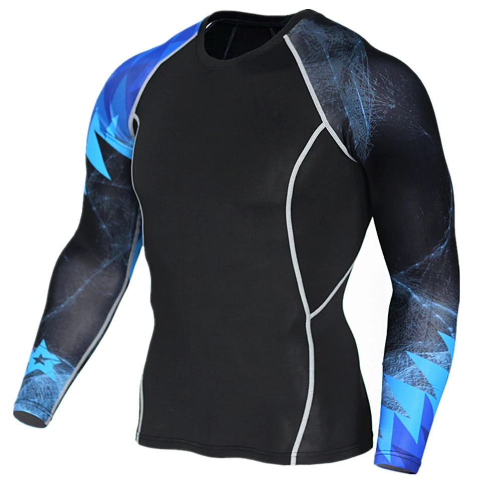 MASCUBE Для мужчин сжатия рубашки ММА Rashguard держать Фитнес с длинным рукавом базовый Слои кожу жесткой Вес подъема упругие Для мужчин s футболки