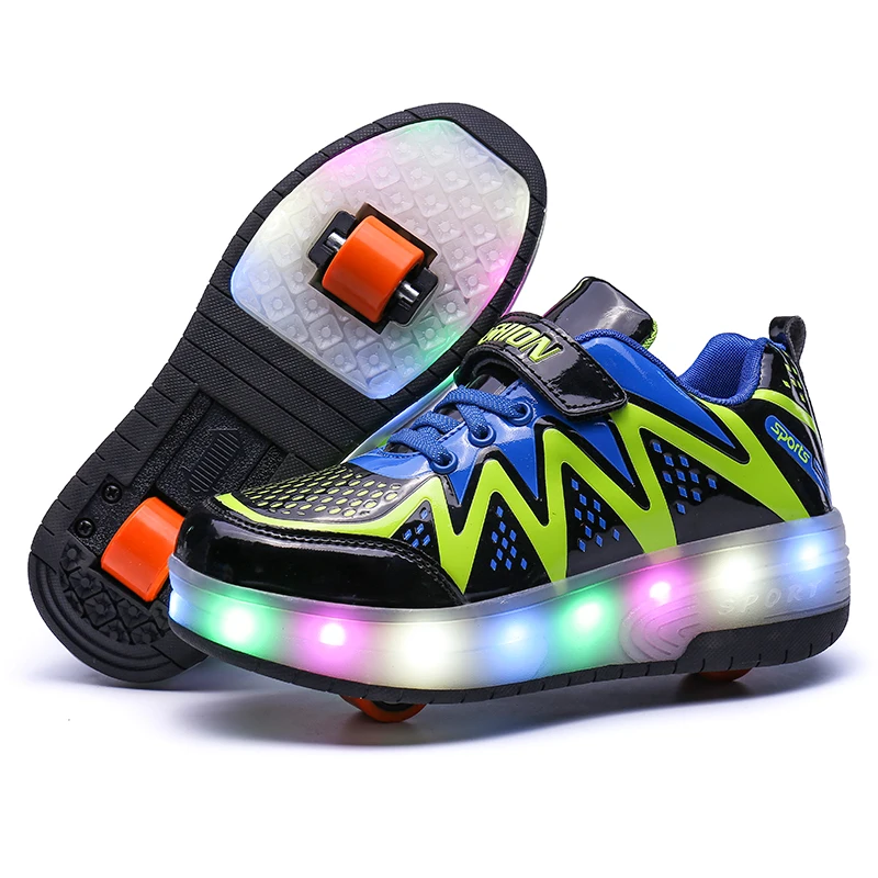 Светодиодный детский ролик обувь для мальчиков и девочек повседневная спортивная обувь с колесиками модные детские кроссовки размер 29-40