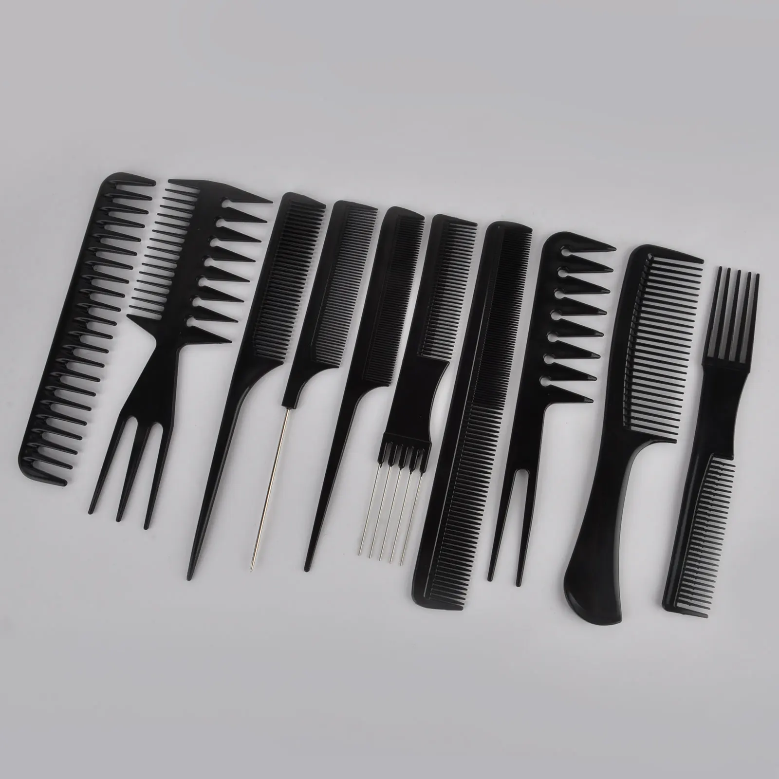 Mayitr 10in1 Professional Stylist Hairdressing Comb Kit Set Black Salon Barber Tool Suitable For Salon Home  Styling Tool