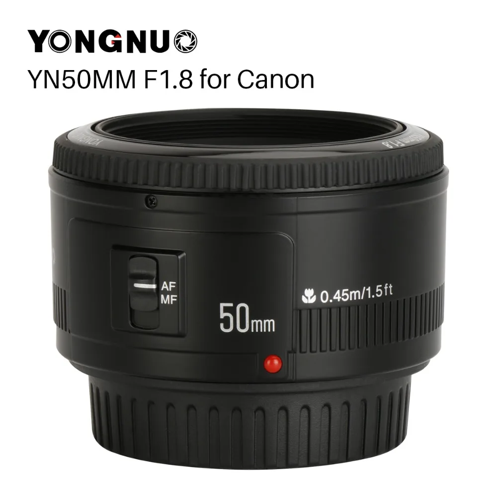 Объектив YONGNUO YN50mm YN50 F1.8 EF 50 мм AF MF для камеры Canon Rebel T6 EOS 700D 750D 800D 5D Mark II IV 10D