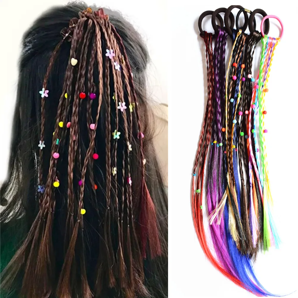 

3 Pcs/lot Wig Beads Elastic Hair ties Girls' Ponytail Holder Women Colored Hair ties Accessories PT116 Dropshipping