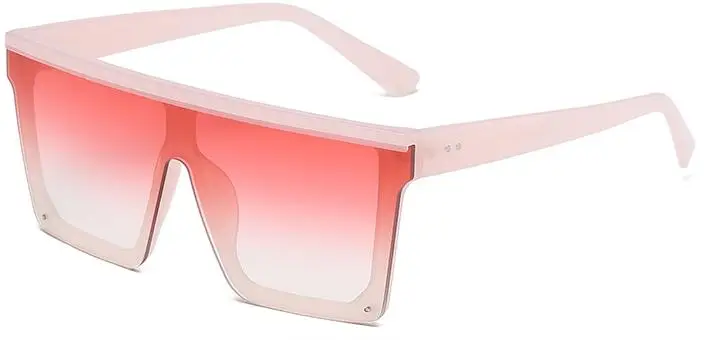 Женские солнцезащитные очки больших размеров с квадратными линзами,, роскошные брендовые, модные, с плоским верхом, красные, черные, с прозрачными линзами, с зеркальными линзами, UV400 - Цвет линз: pink