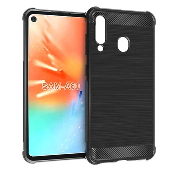 

10pcs/lot,BLACK Shock Absorption Cover Soft TPU Anti Scratch Carbon Fiber Design Back Case for Samsung Galaxy A60