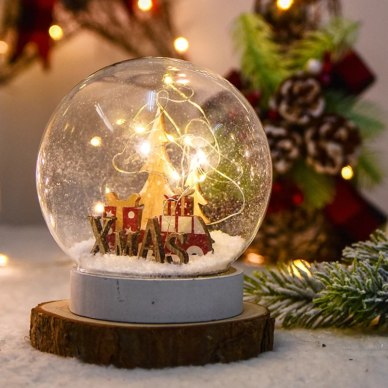 

Christmas Crystal Ball Floating Snow christmas tree With Lights Christmas Birthday Gift Snowman Santa Home Furnishing Ornament