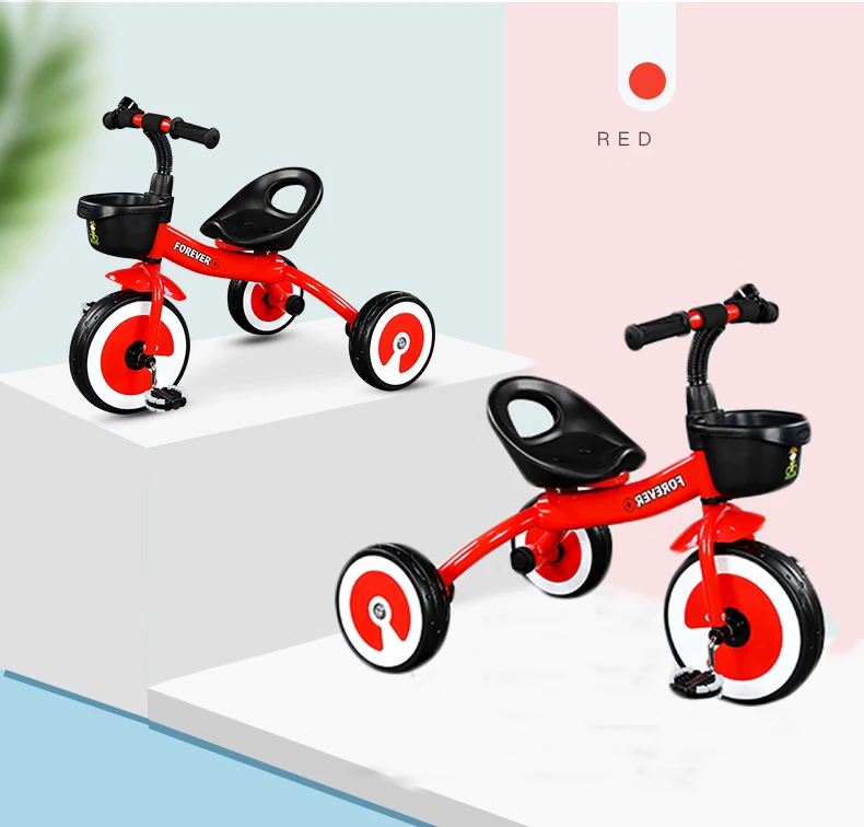 Детский трехколесный велосипед 1-3-5 лет, детский велосипед, детская прогулочная коляска, артефакт, детский велосипед - Цвет: Red