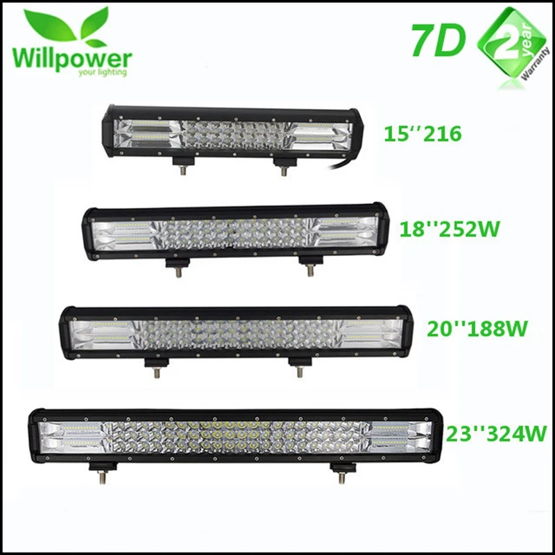 Willpower 15 'ཎ'' 20 'ན'' дюймов 7D светодиодный светильник бар 216 Вт 252 288 324