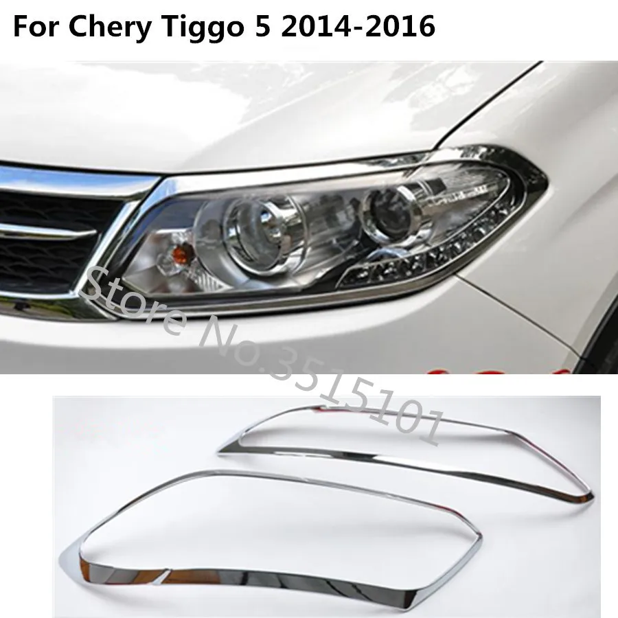 Автомобильный передний головной светильник, лампа, капот, Формовочная рамка, палочка, АБС хромированная крышка, отделка 2 шт. для Chery Tiggo 5 Tiggo5