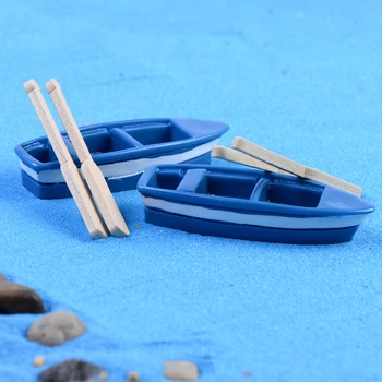 

10sets Cute Craft Boats with Paddle Home Decor Figurines Toys Eco bottle/Miniatures Micro Garden Beach DIY Accessories Ornaments
