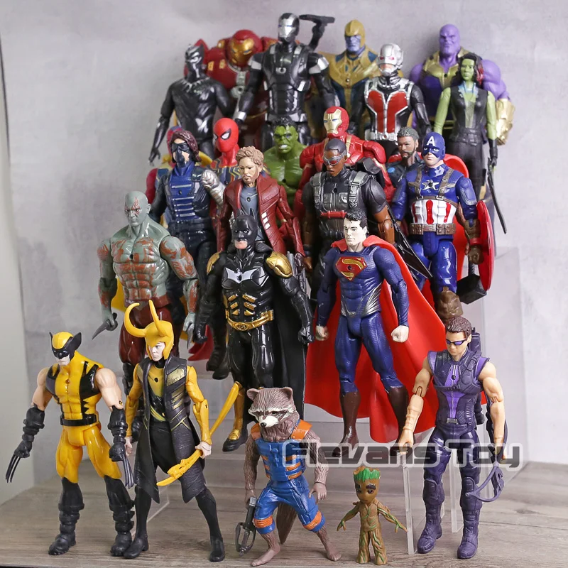 Marvel DC Comics Super Heroes Thanos Iron Man Captain America Black Panther Superman Wolverine PVC