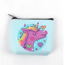 50 шт./лот милой для девочек с единорогом Детский кошелек мини бумажник из ПВХ держатель с рисунком на молнии для монет Женская Единорог кошелек