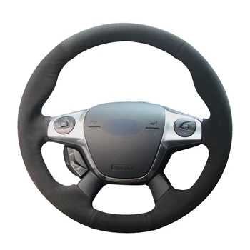 

Hand-stitched Black Suede Car Steering Wheel Covers Wrap for Ford Focus 2011-2014 C-Max (Grand C-Max) 2010-2015 Kuga 2012-2016