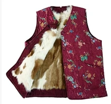 Autumn and winter women s genuine fur Wool vest quinquagenarian winter thicken warm fur lining waistcoat