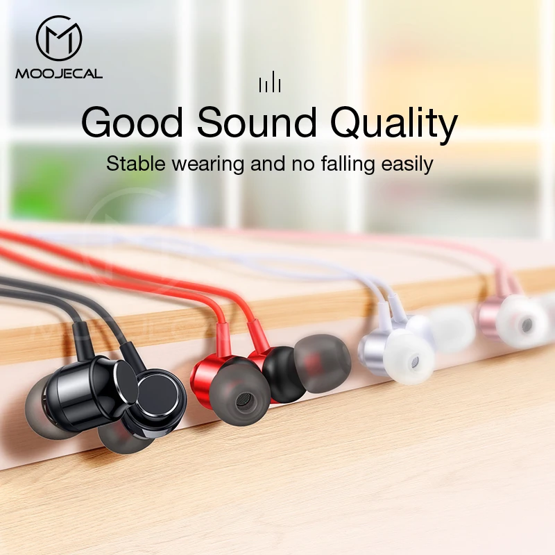 

MOOJECAL Stereo Bass Earphone Headphone with Microphone Wired Gaming Headset for Phones Samsung Xiaomi iPhone Apple ear phone