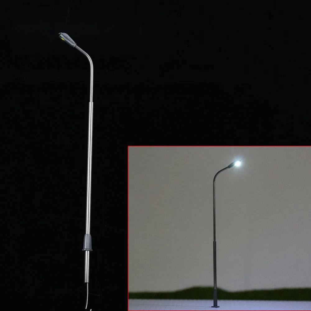 

U.TECH 10pcs Metal 1:200 Model Trains Stainles Light Poles Wired LED Lighted Street Lamps Free Shipping