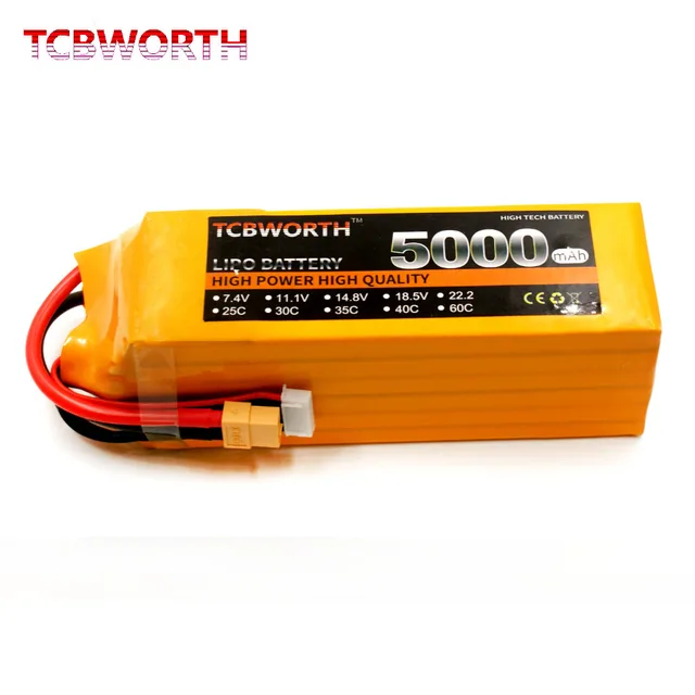 $53.75  New Battery 6S 22.2V 5000mAh 60C RC Helicopter LiPo Battery Max 120C For RC Airplane Quadrotor Dron