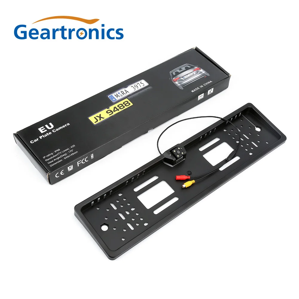 

Auto Parktronic EU Car License Plate Frame Rear View Camera HD Night Vision Rear View Camera Reverse Rear Camera With 4 LED Lamp