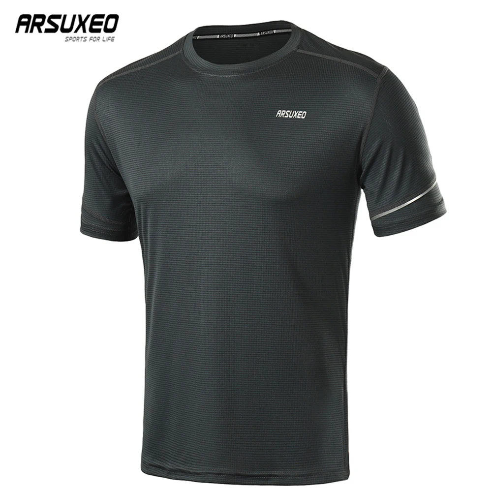 

ARSUXEO 2019 Dry Fit Running T Shirts Men Summer Short Sleeves Fitness Gym Shirt Sports Training Crossfit Jersey 19t1