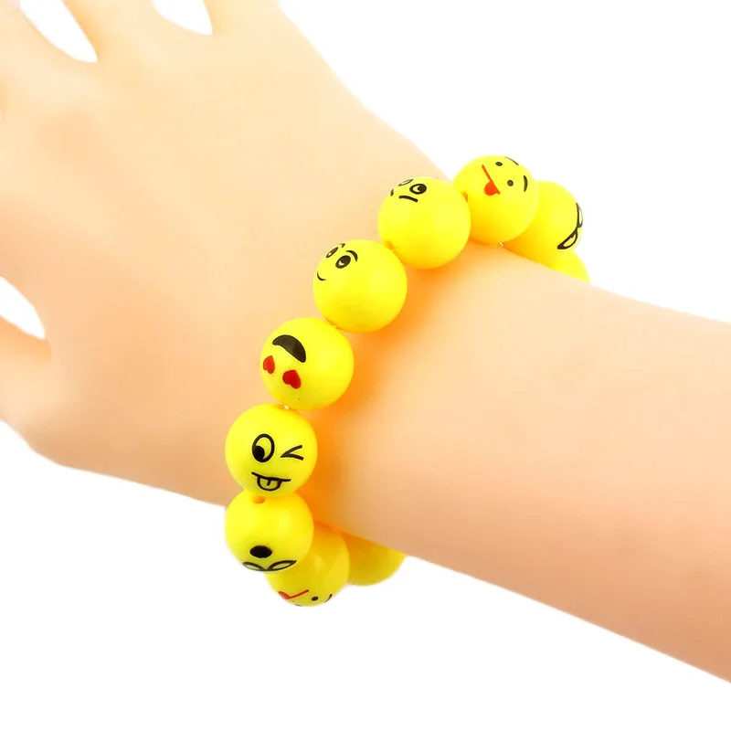 

Yellow Emoji Cartoon Face Bracelet Acrylic Beads Stretch Charm Children Jewelry CUSTOMIZED