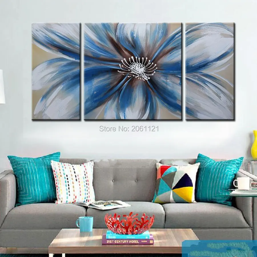 100% современная Ручная роспись Абстрактная Цветочная Масляная картина белые