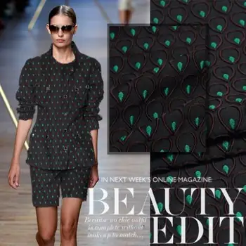 

LEO&LIN Fashion Green White Yellow Elegant small gentlewomen fashion jacquard fabric Patchwork (1 meter)