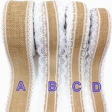 

Good Quality 5cm 6cm Jute Burlap Ribbon 5 yards/lot Cotton Lace Trim Webbing for DIY Wedding Gift Decoration Garment Sewing