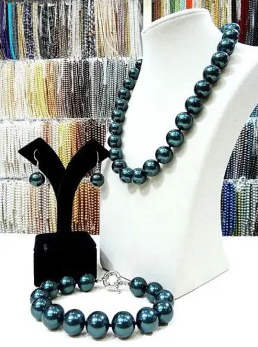 

14mm Black South Sea shell pearl necklace bracelet earrings set LL001 ^^^@^Noble style Natural Fine jewe FREE SHIPPING