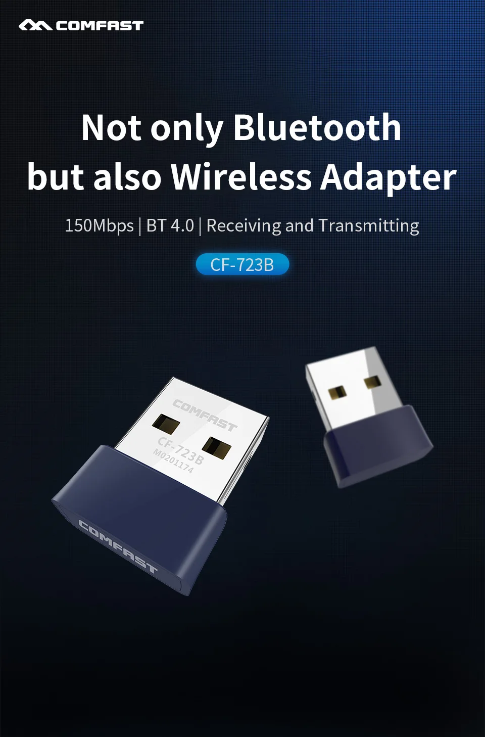 Comfast CF-723B Mini USB 2,0 150 Мбит/с беспроводной Wifi адаптер ключ приемник сетевой LAN карты ПК Bluetooth 4,0 прием и передача