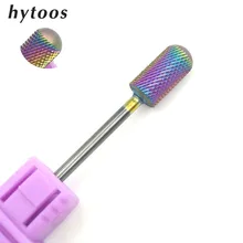 HYTOOS Round Top Rainbow Nail Drill Bit 3 32 Tungsten Carbide Burrs Manicure Bits For Drill