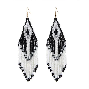 

Hot Bohemian Beaded Earrings Multicolour Seed Beaded Drop Dangle Earrings Handmade Jewelry