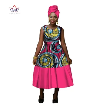 

2017 African Sleeveless Dress for Women African Wax Dress O-neck Callar Private Custom Apparel African Women Clothing WY1841