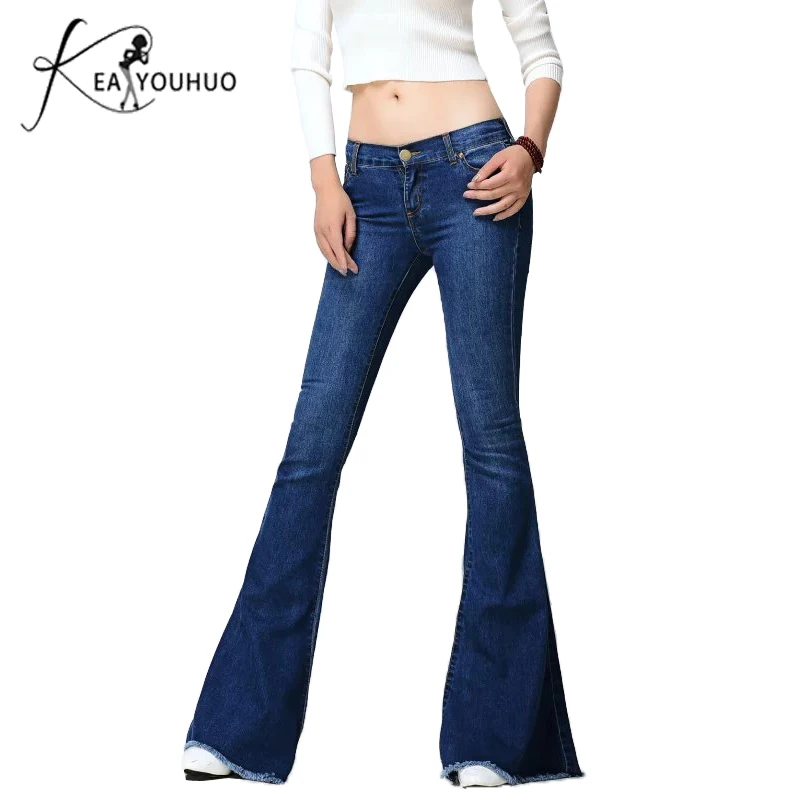 2018 Ladies Black Low Waist Flare Jeans Boyfriend Jeans For Women Denim Skinny Jeans Woman Female Wide Leg Pants Plus Size 5XL