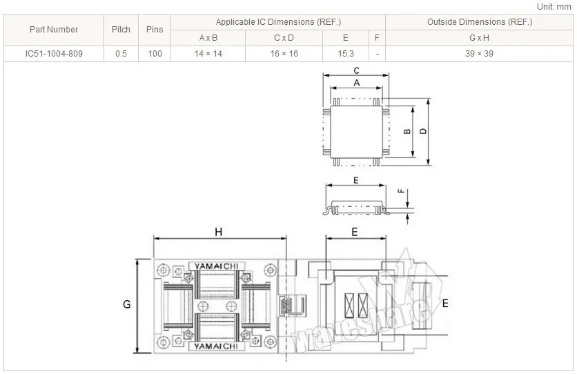 QFP100 LQFP100 TQFP100 адаптер Yamaichi IC51-1004-809 IC тестовое гнездо адаптер программирования 0,5 мм шаг