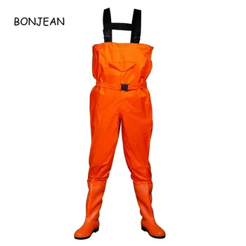 Nylon Chest Waders For Man  Hip Waders Orange 100% Waterproof  PVC Fishing Clothing